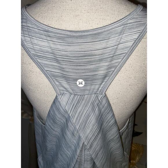 RBX size Large Longer Length Racerback Athletic Gym Gray Workout Top GUC - Picture 7 of 9